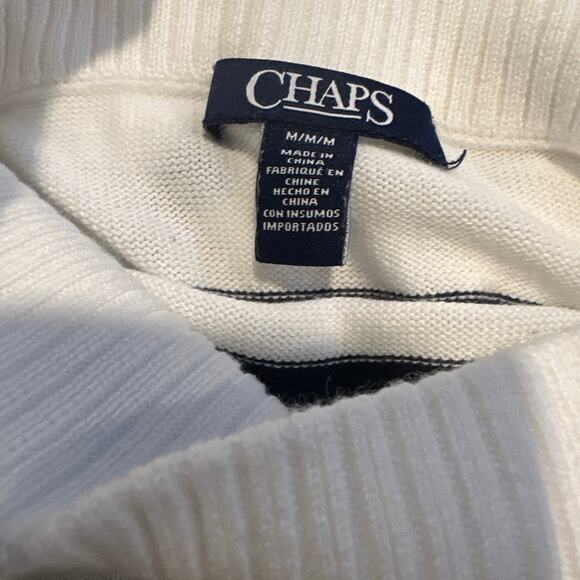 Chaps Medium White and Blue Sweater - Picture 2 of 4